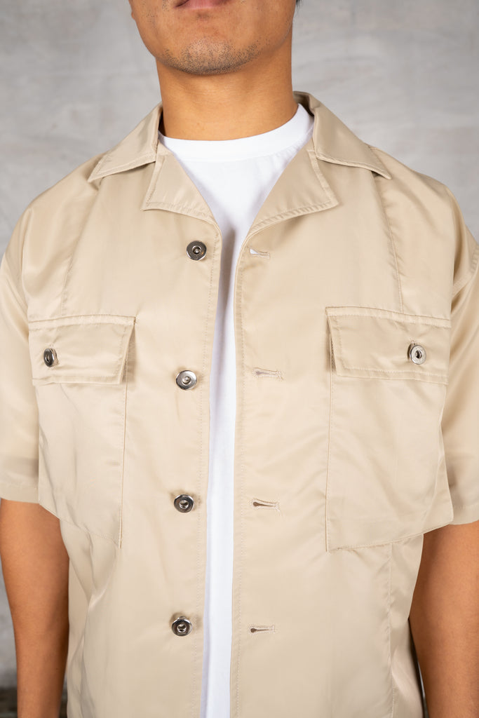 Boxy Nylon Oversized Shirt - Stone