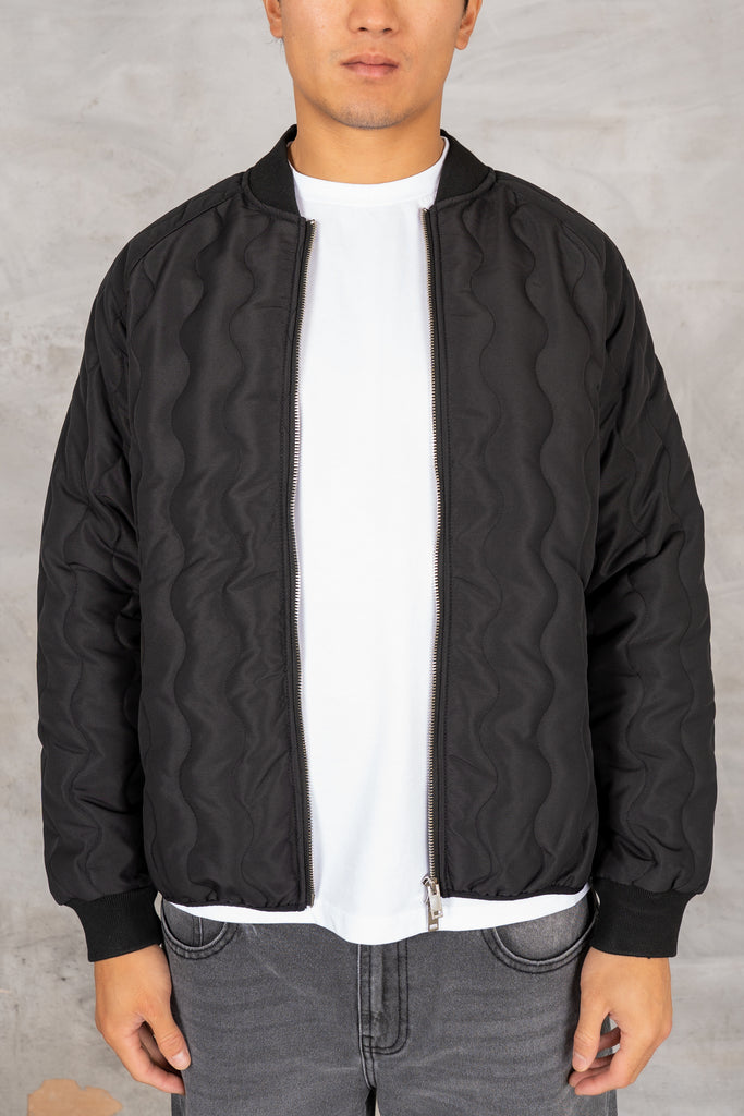 Quilted Ripstop Bomber Jacket - Black