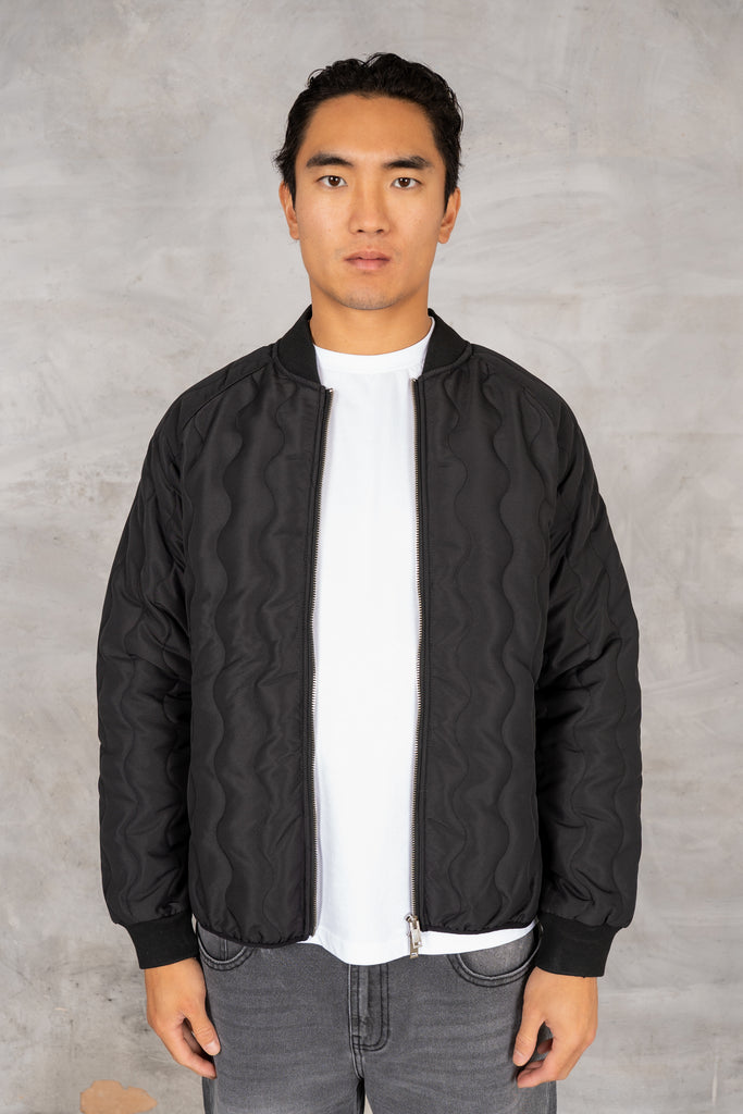 Quilted Ripstop Bomber Jacket - Black