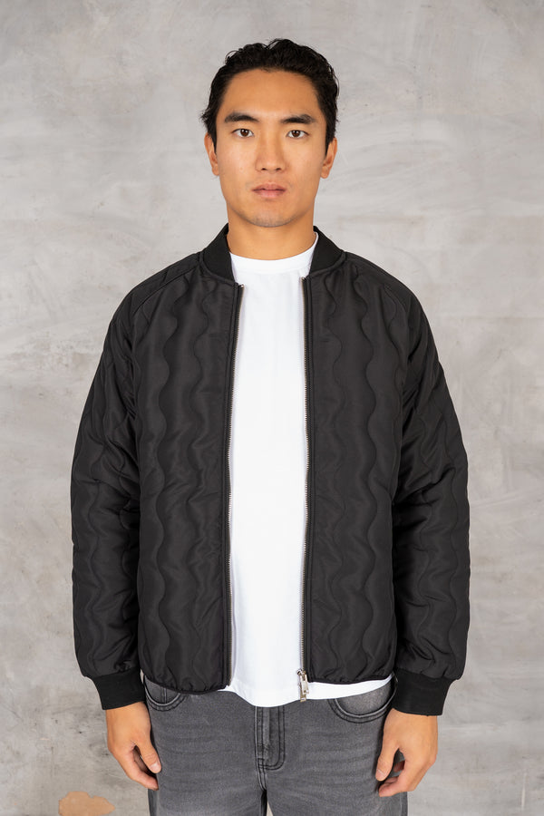 Quilted Ripstop Bomber Jacket - Black