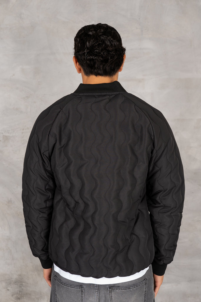 Quilted Ripstop Bomber Jacket - Black