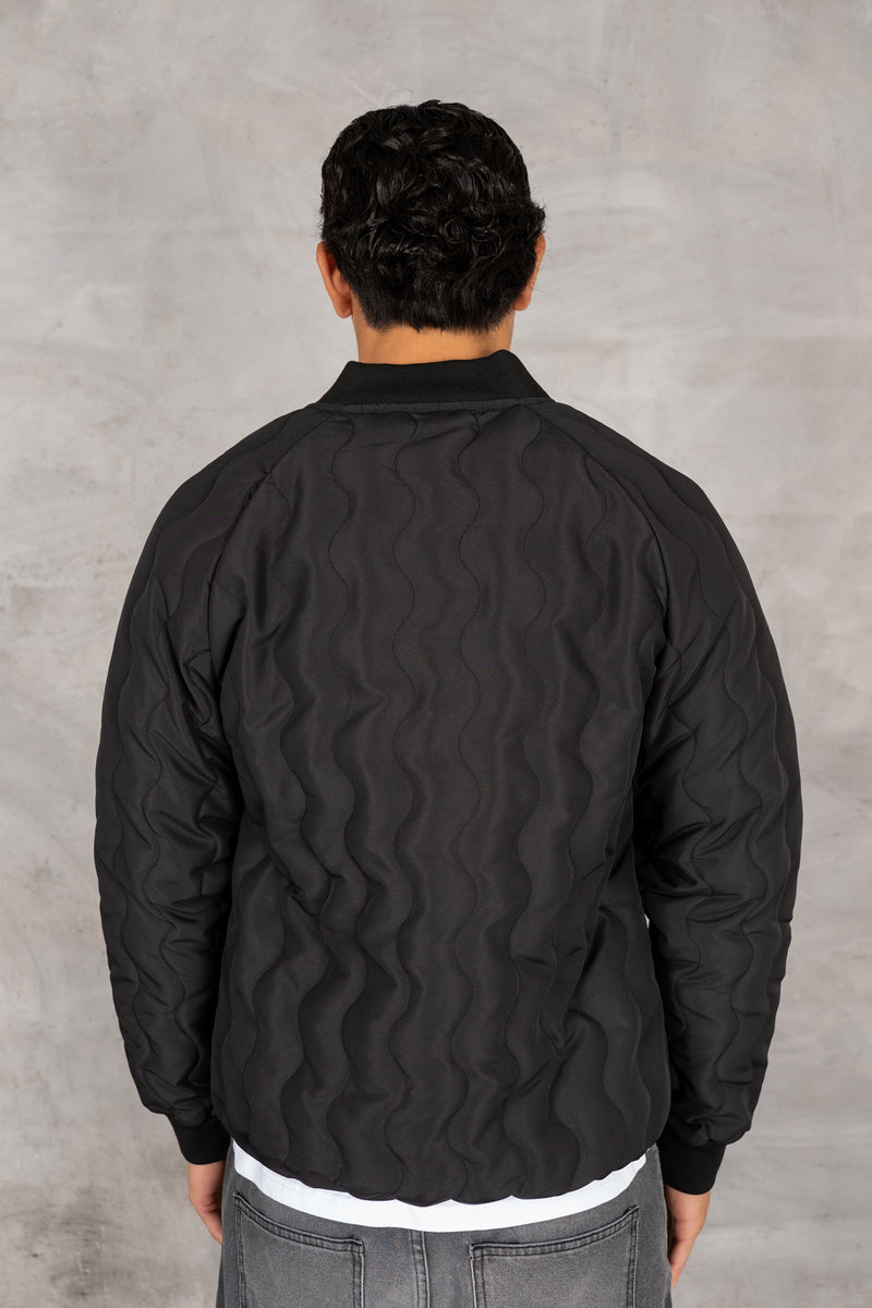 Quilted Ripstop Bomber Jacket - Black