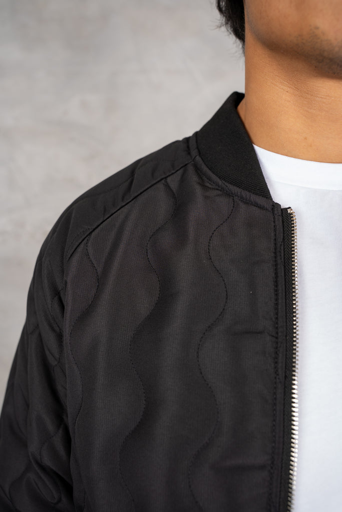 Quilted Ripstop Bomber Jacket - Black