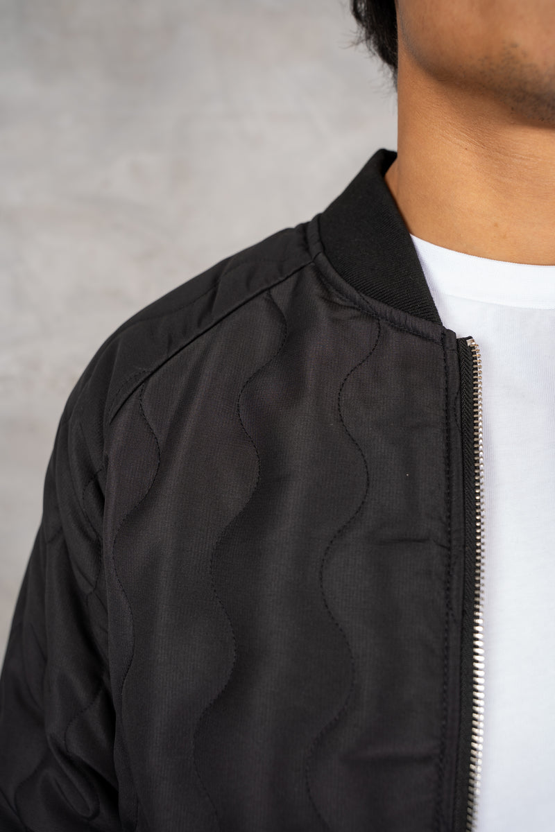 Quilted Ripstop Bomber Jacket - Black