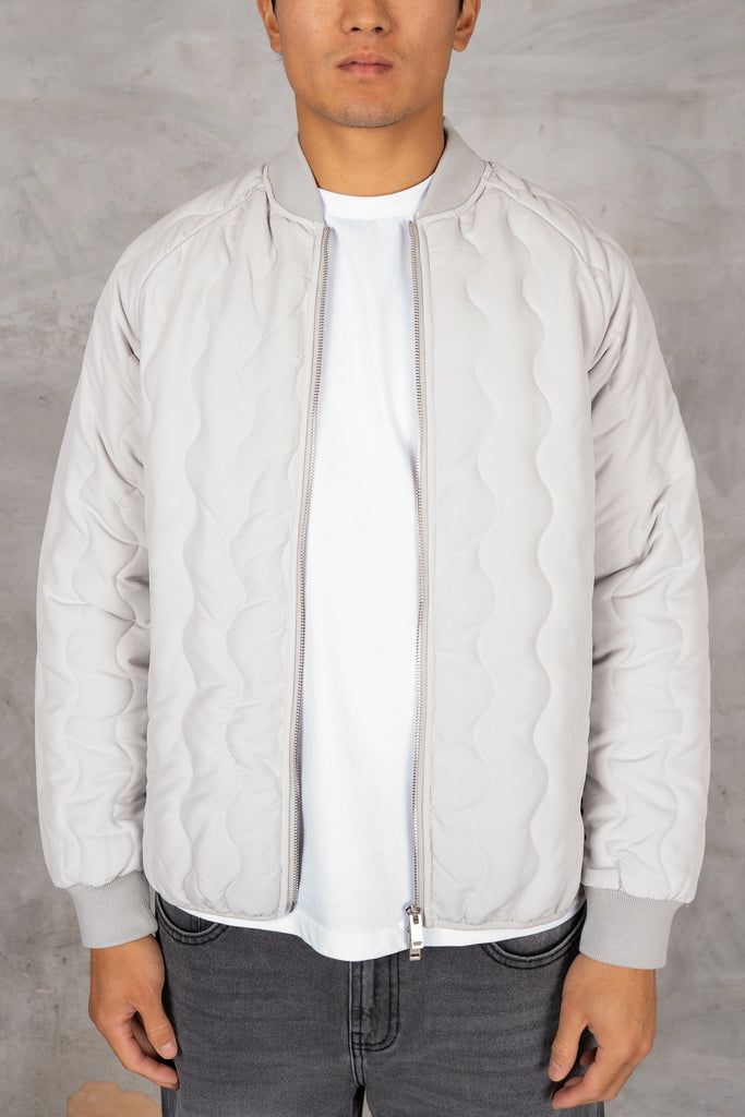 Quilted Ripstop Bomber Jacket - Grey
