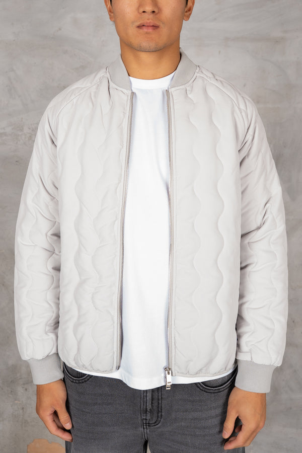 Quilted Ripstop Bomber Jacket - Grey