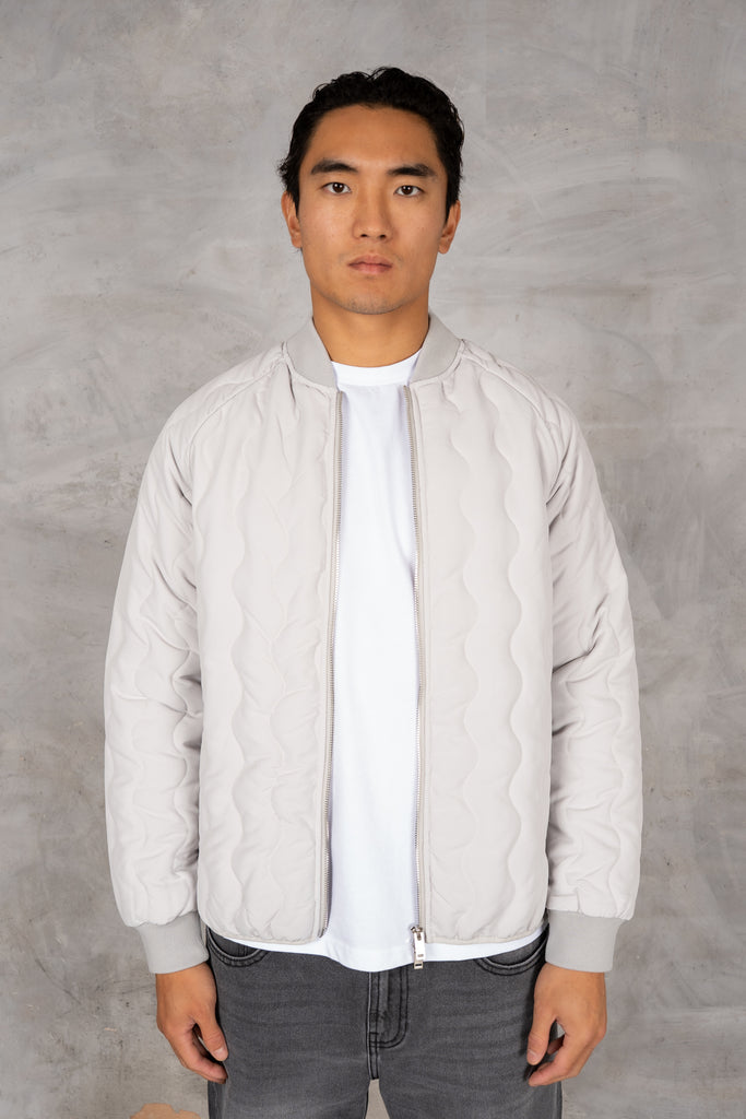 Quilted Ripstop Bomber Jacket - Grey