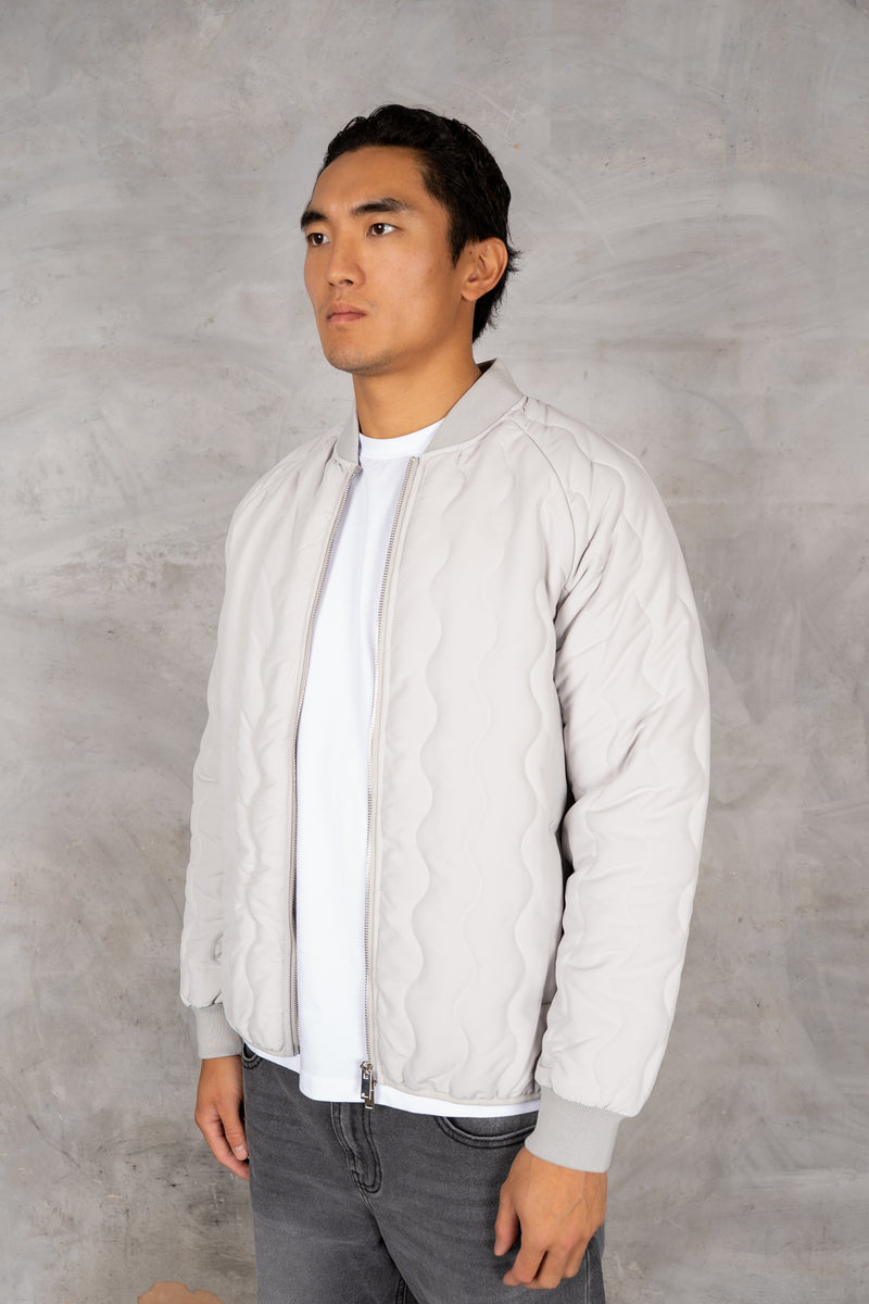 Quilted Ripstop Bomber Jacket - Grey