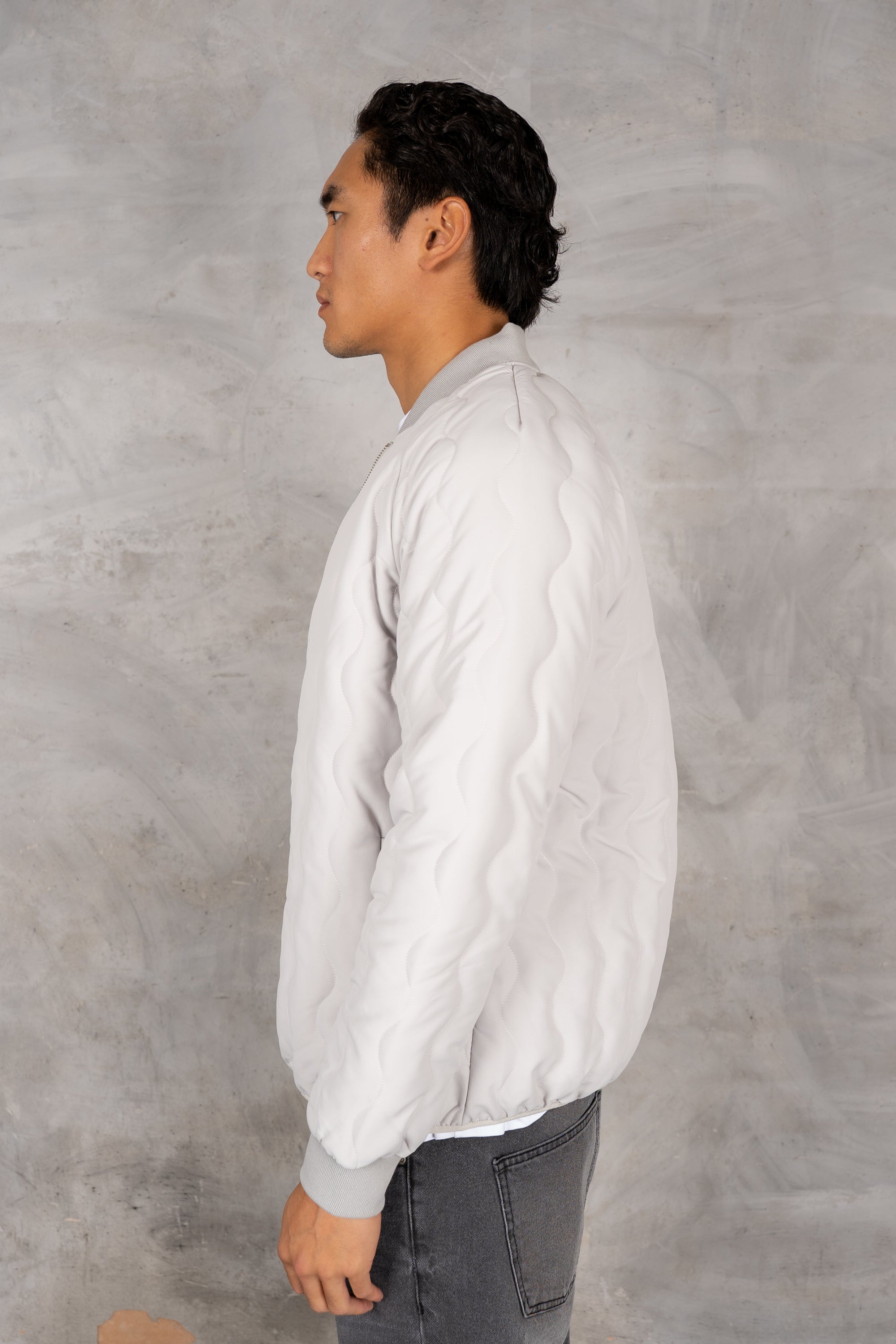 Quilted Ripstop Bomber Jacket - Grey
