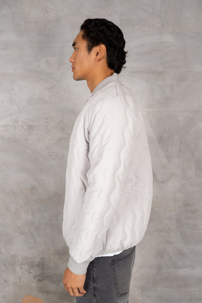 Quilted Ripstop Bomber Jacket - Grey