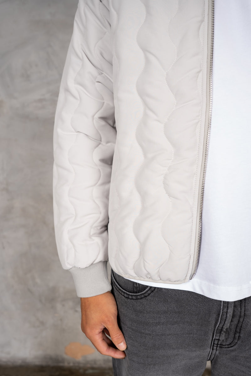 Quilted Ripstop Bomber Jacket - Grey