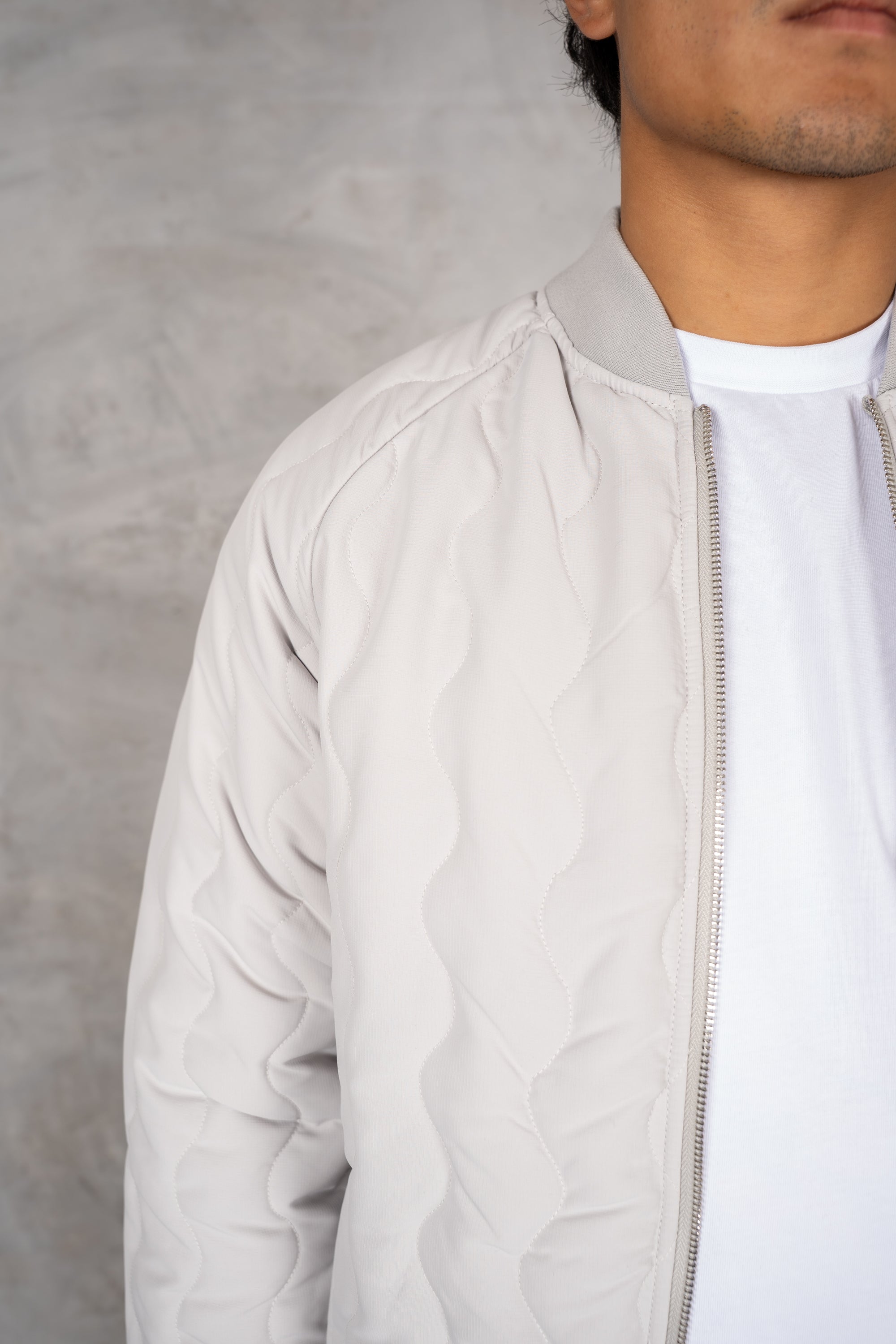 Quilted Ripstop Bomber Jacket - Grey