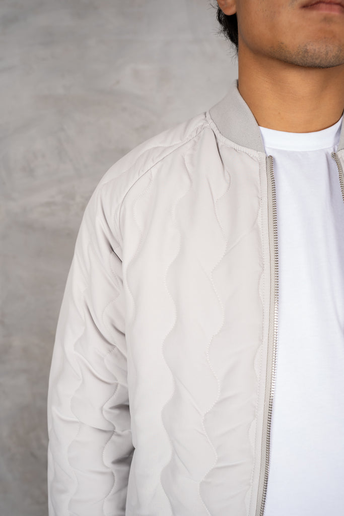 Quilted Ripstop Bomber Jacket - Grey