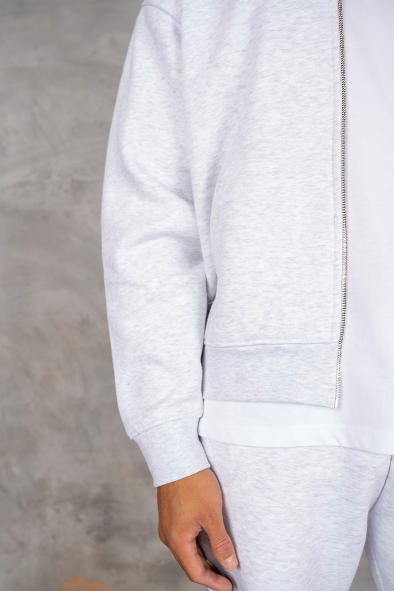 Oversized Boxy Zip Through Hoodie - Grey