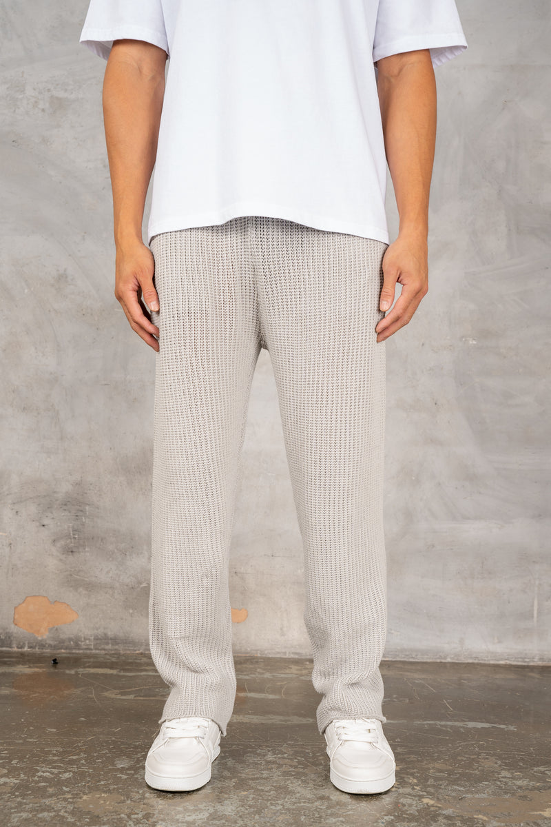 Relaxed Crochet Jogger - Grey