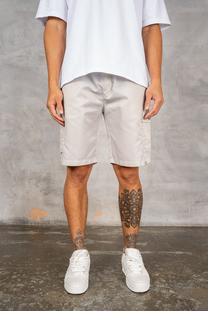 Nylon Cargo Shorts - Light Grey