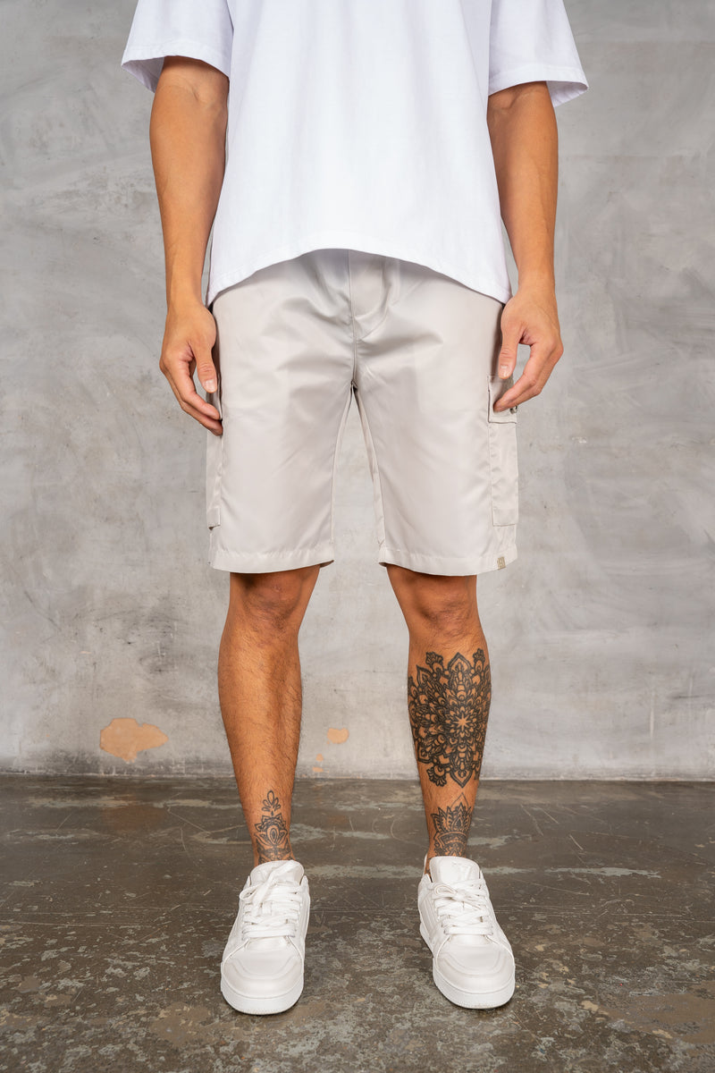 Nylon Cargo Shorts - Light Grey