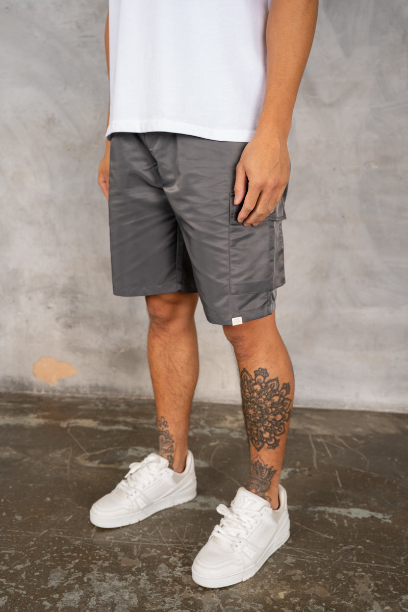 Nylon Cargo Shorts - Charcoal