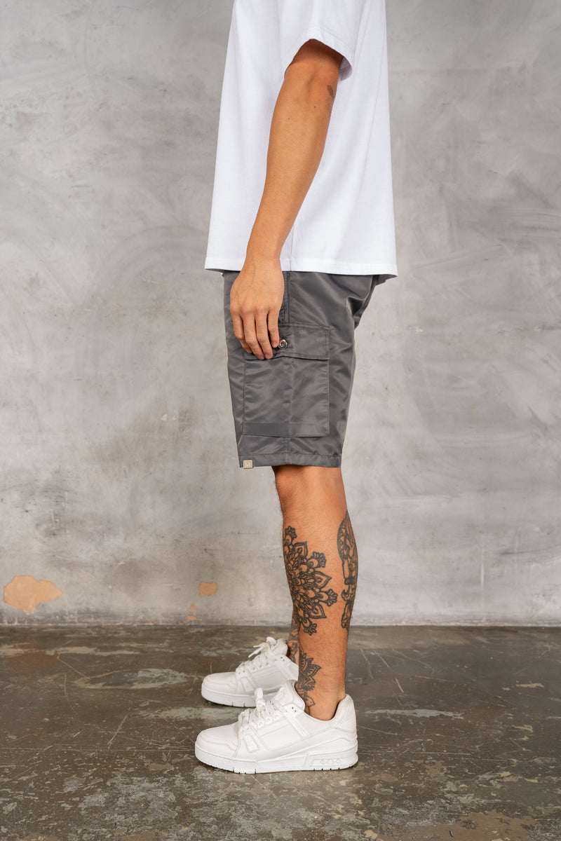 Nylon Cargo Shorts - Charcoal