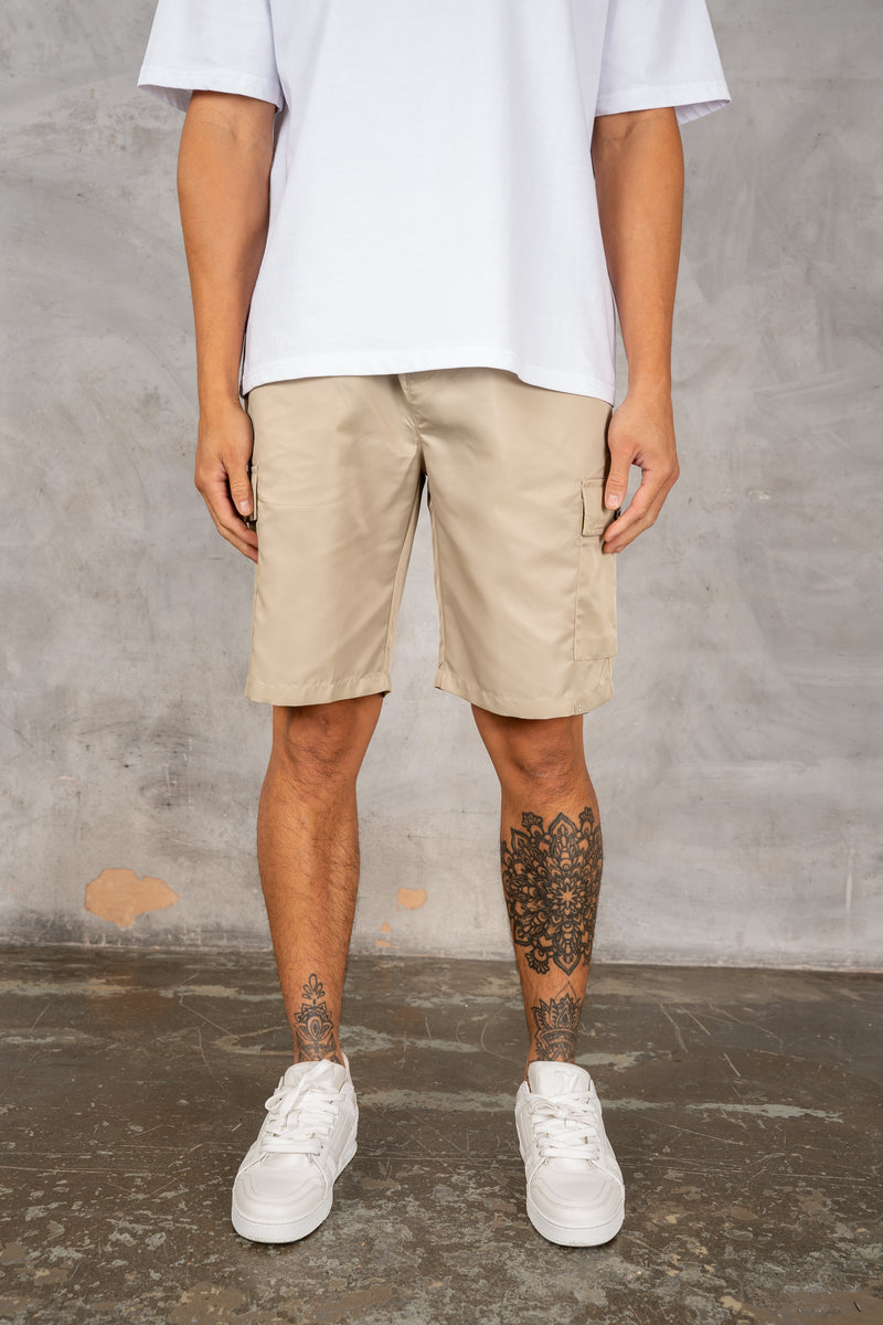 Nylon Cargo Shorts - Stone