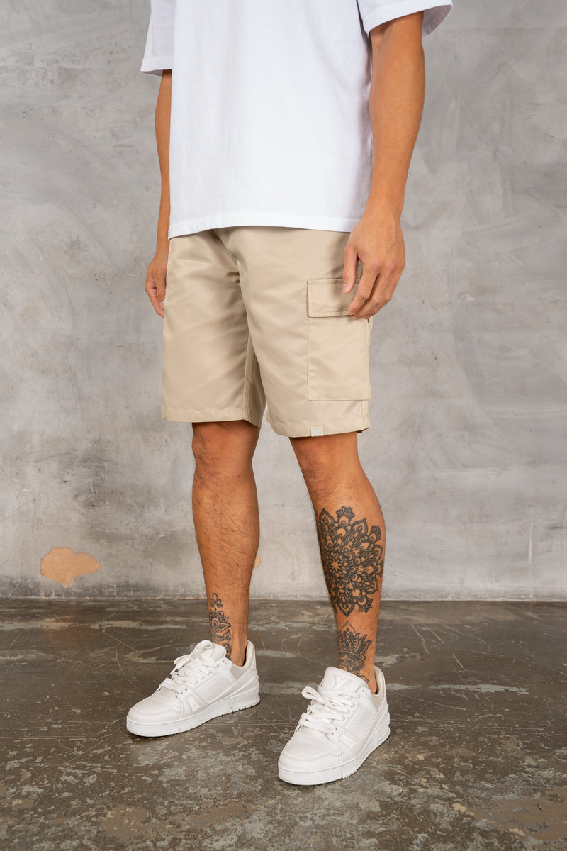Nylon Cargo Shorts - Stone