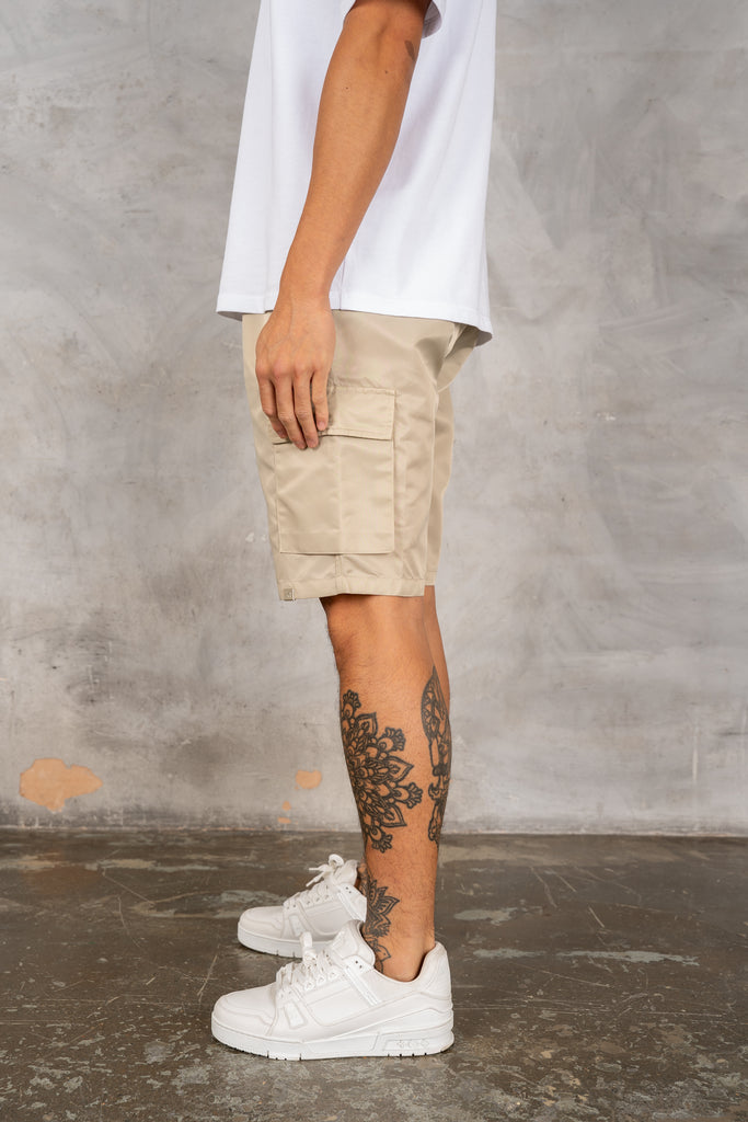 Nylon Cargo Shorts - Stone