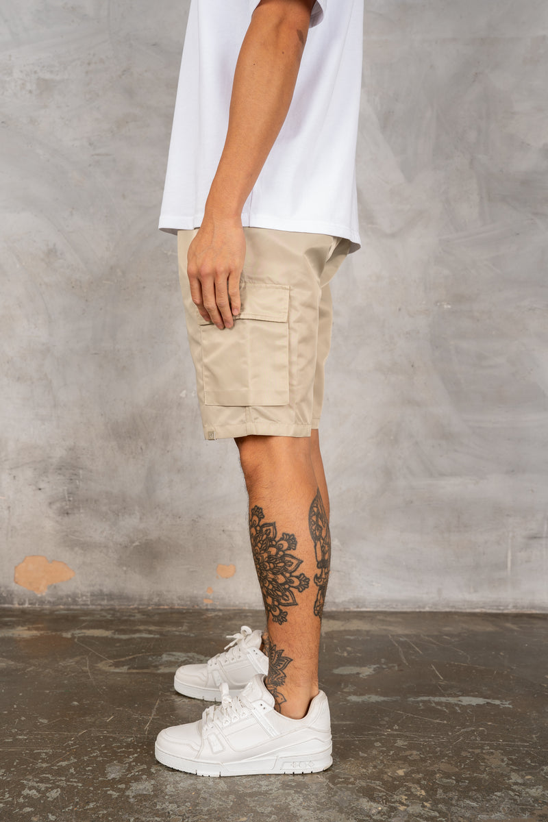 Nylon Cargo Shorts - Stone