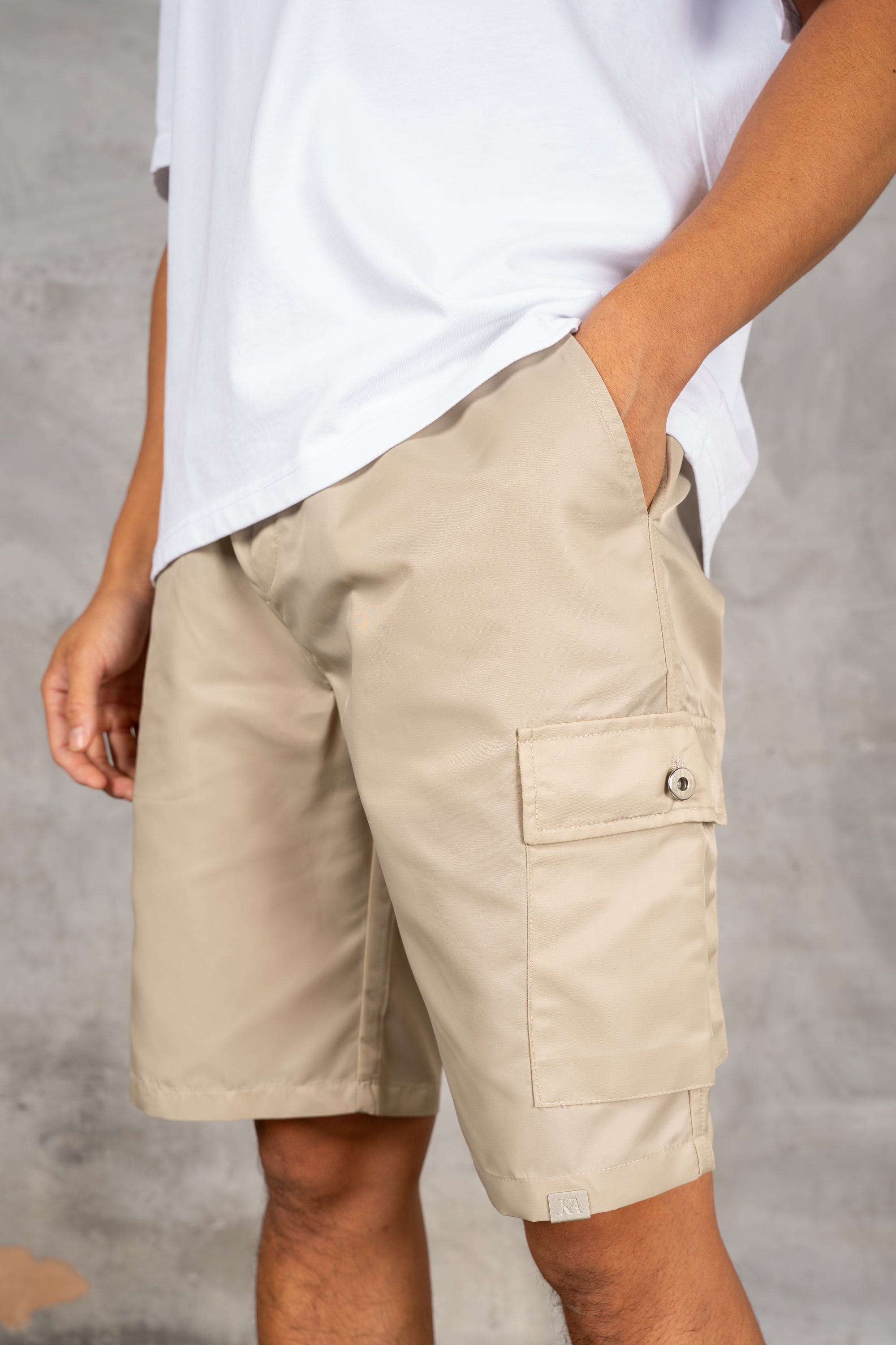 Nylon Cargo Shorts - Stone