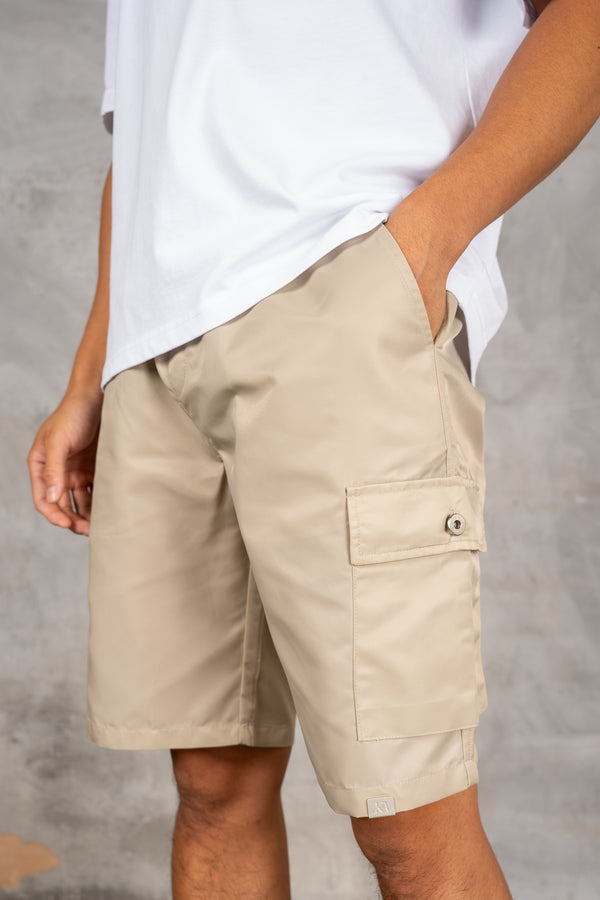 Nylon Cargo Shorts - Stone