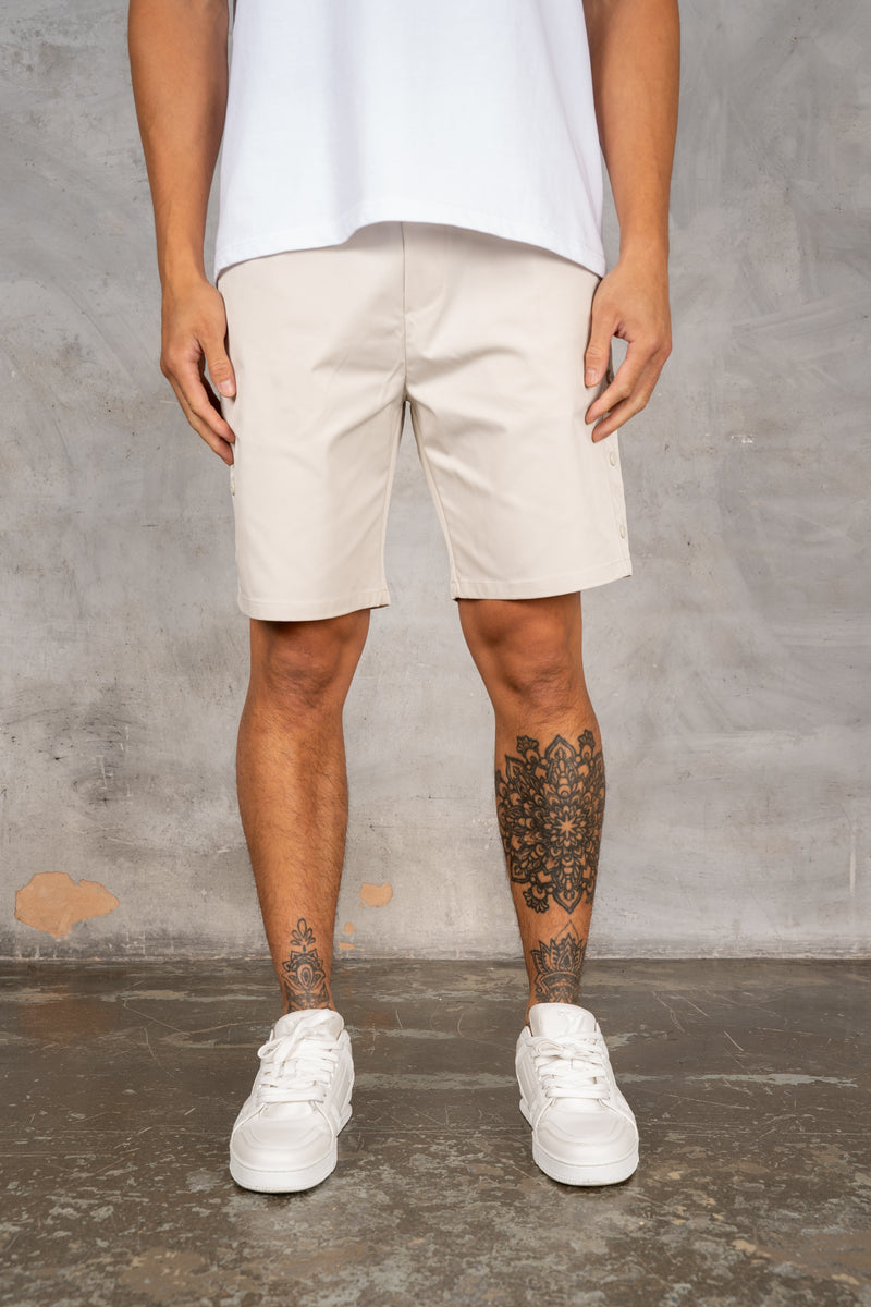 Caterina Resort Side Popper Shorts - Stone