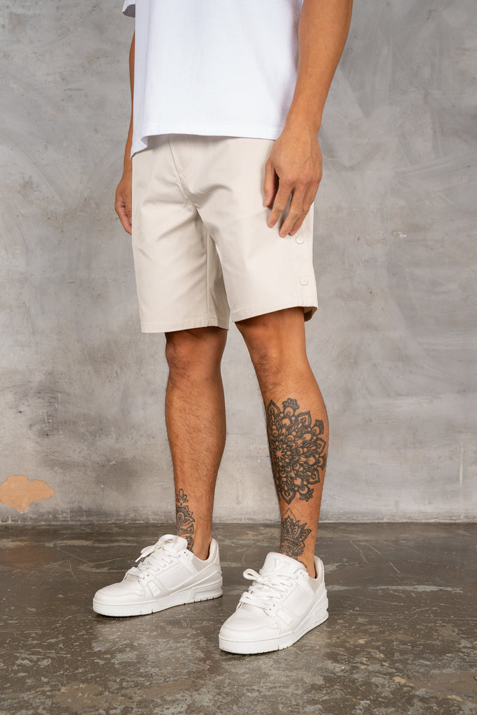 Caterina Resort Side Popper Shorts - Stone