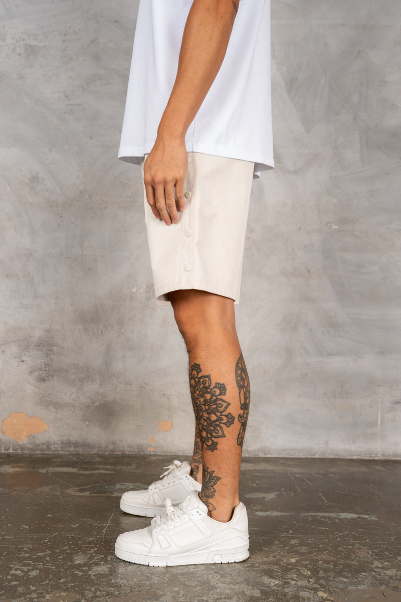 Caterina Resort Side Popper Shorts - Stone