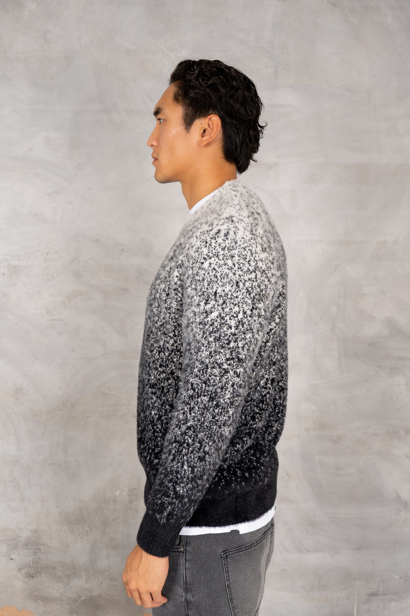 Gradient Fade Mohair Sweatshirt - Black