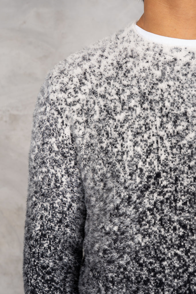 Gradient Fade Mohair Sweatshirt - Black