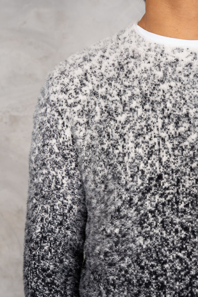 Gradient Fade Mohair Sweatshirt - Black