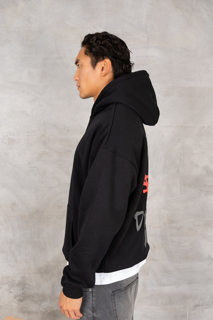 Dead or Alive Puff Print Hoodie - Black