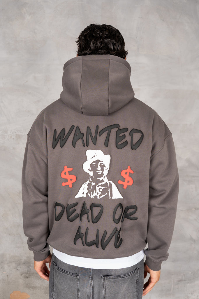 Dead or Alive Puff Print Hoodie - Charcoal