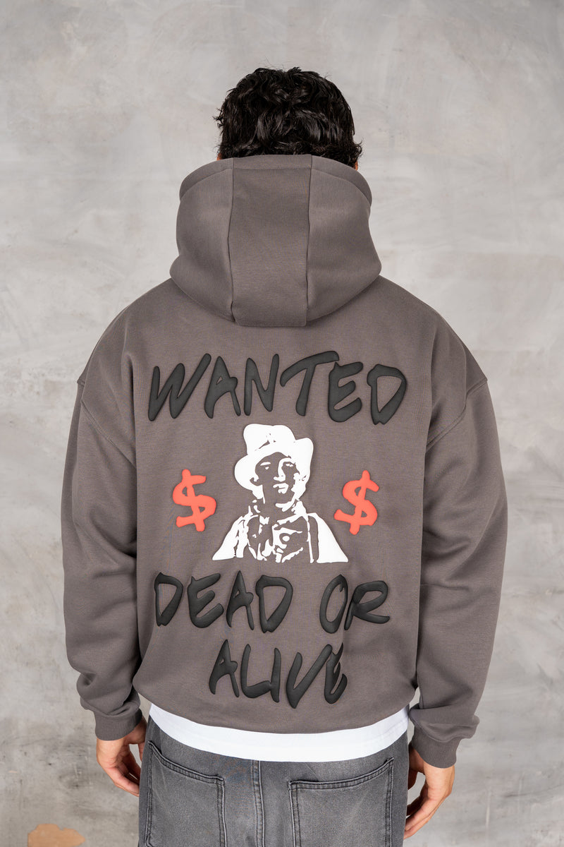 Dead or Alive Puff Print Hoodie - Charcoal