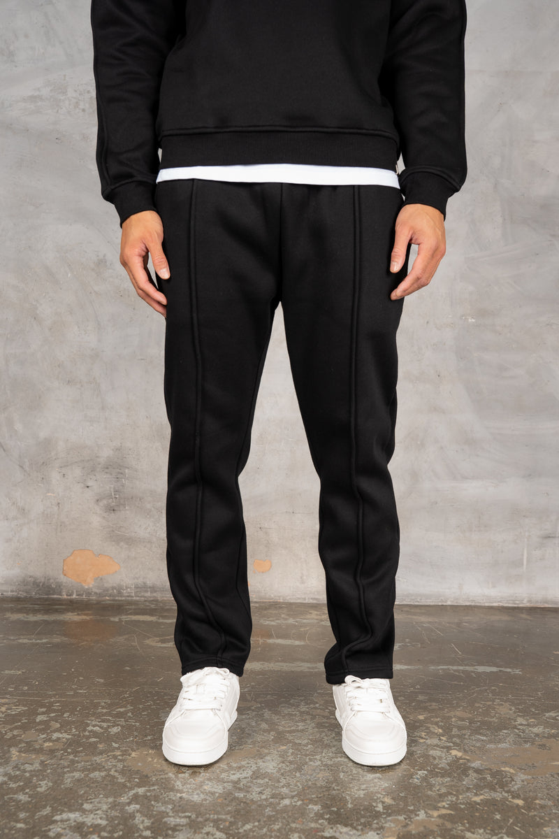 Relaxed Pintuck Joggers - Black