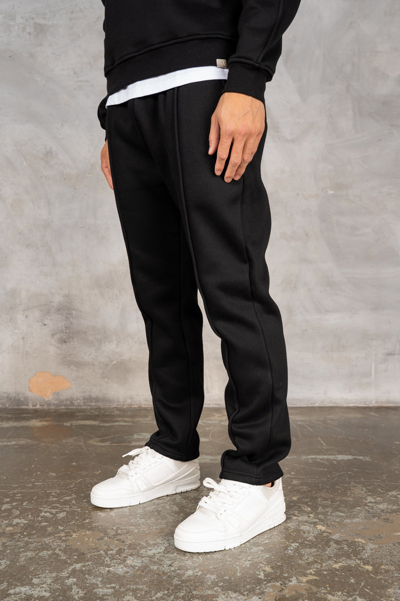 Extended Neck Crew Neck Sweatshirt - Black