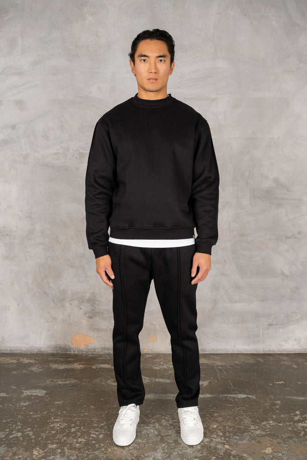 Relaxed Pintuck Joggers - Black
