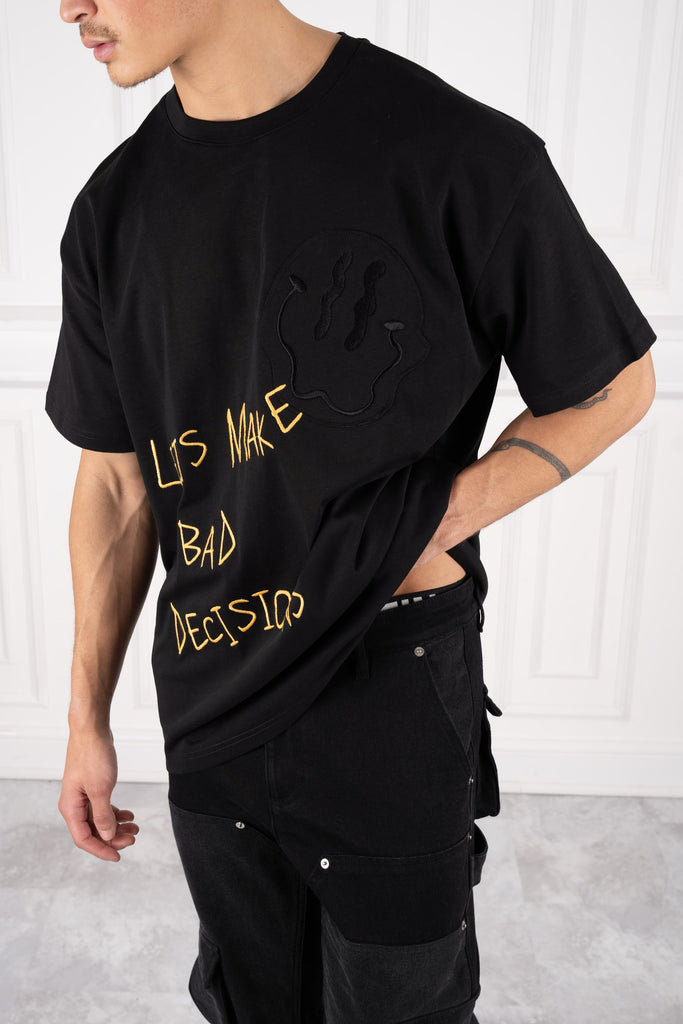 Lets Make Bad Decisions Oversized T-Shirt - Washed Black