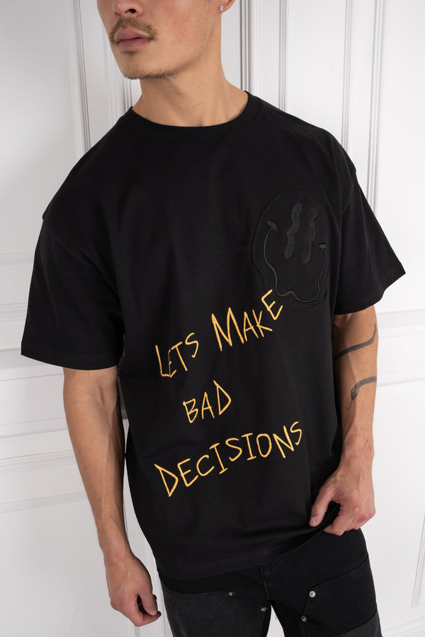 Lets Make Bad Decisions Oversized T-Shirt - Washed Black