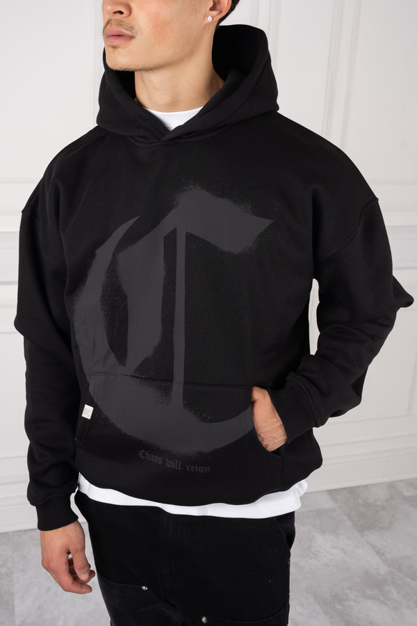 Spray - Chaos Will Reign Oversized Hoodie - Black