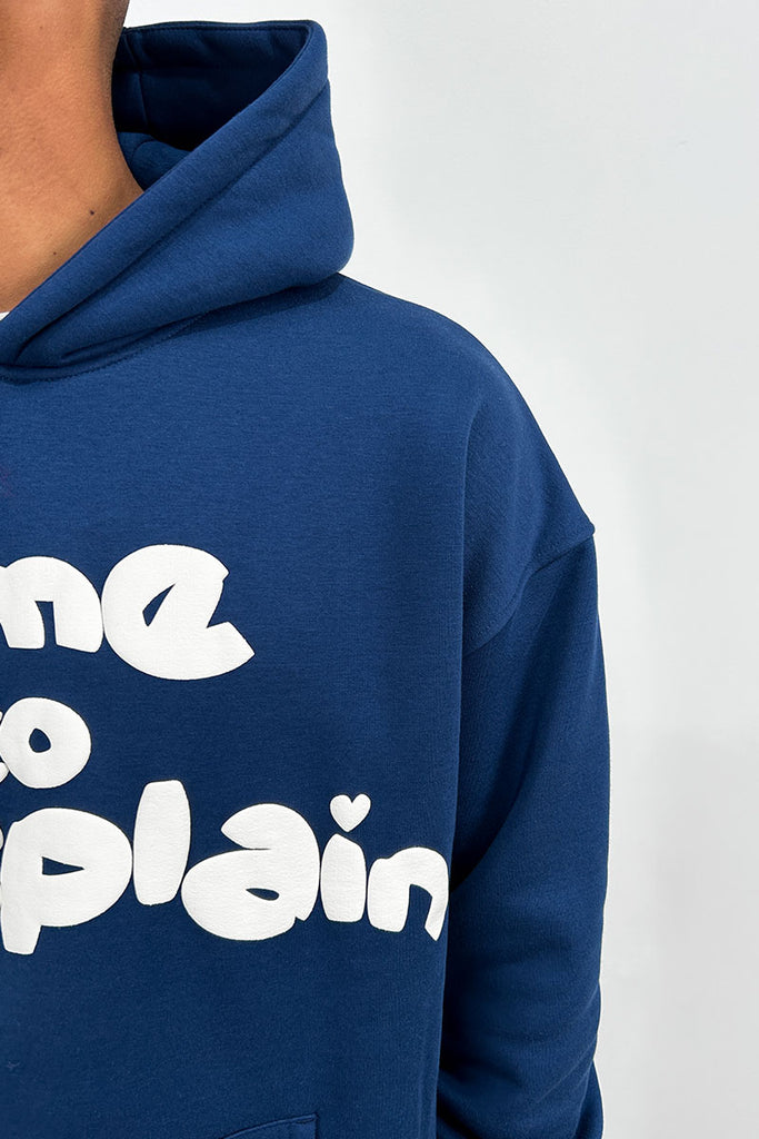 No Time To Explain Puff Print Hoodie - Navy