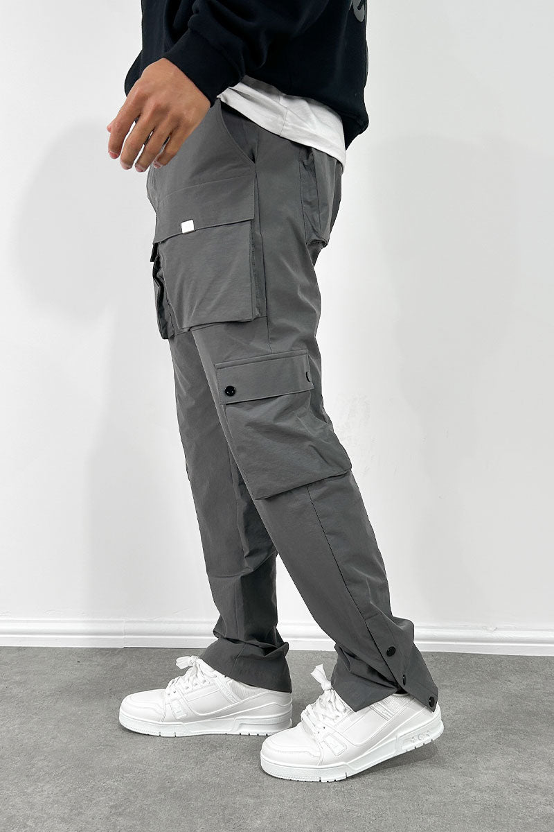 Contrast Band Snap Cargo Pant - Charcoal