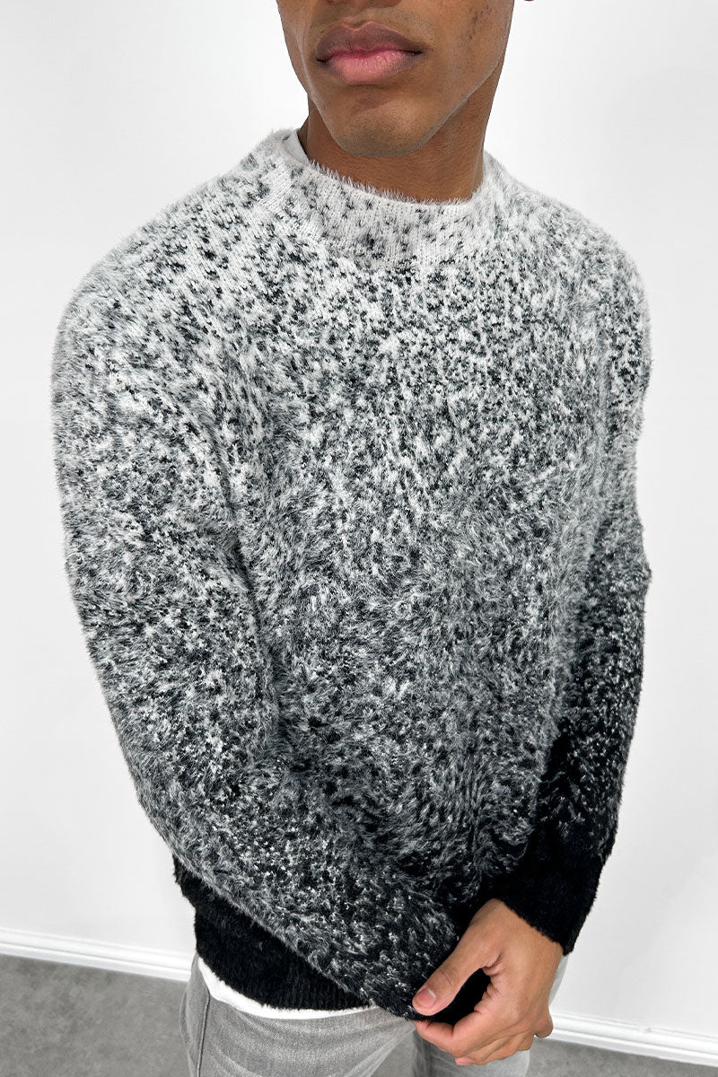 Gradient Fade Mohair Sweatshirt - Black