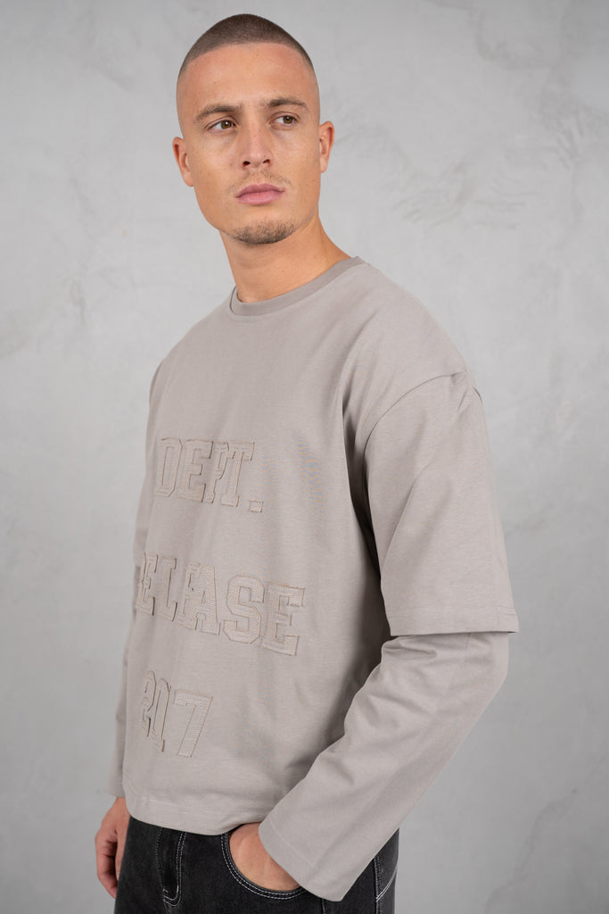 Dept. Release Double Layer Boxy Long Sleeve T-Shirt - Grey