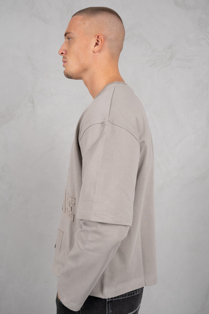 Dept. Release Double Layer Boxy Long Sleeve T-Shirt - Grey