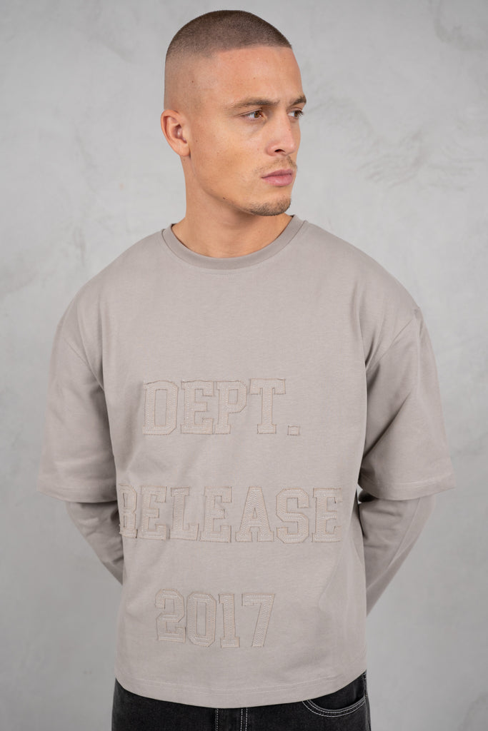 Dept. Release Double Layer Boxy Long Sleeve T-Shirt - Grey